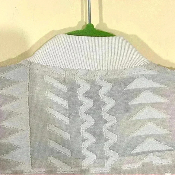 BCBGMaxAzria Creme Aztec Sheer Full Zip Cropped Bomber Jacket Size XXS - Picture 14 of 16